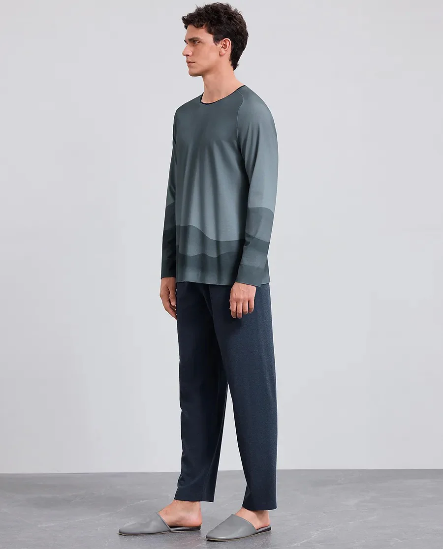 Aimer Men Algae Sleepwear Classic Long-Sleeve Top - Image 3