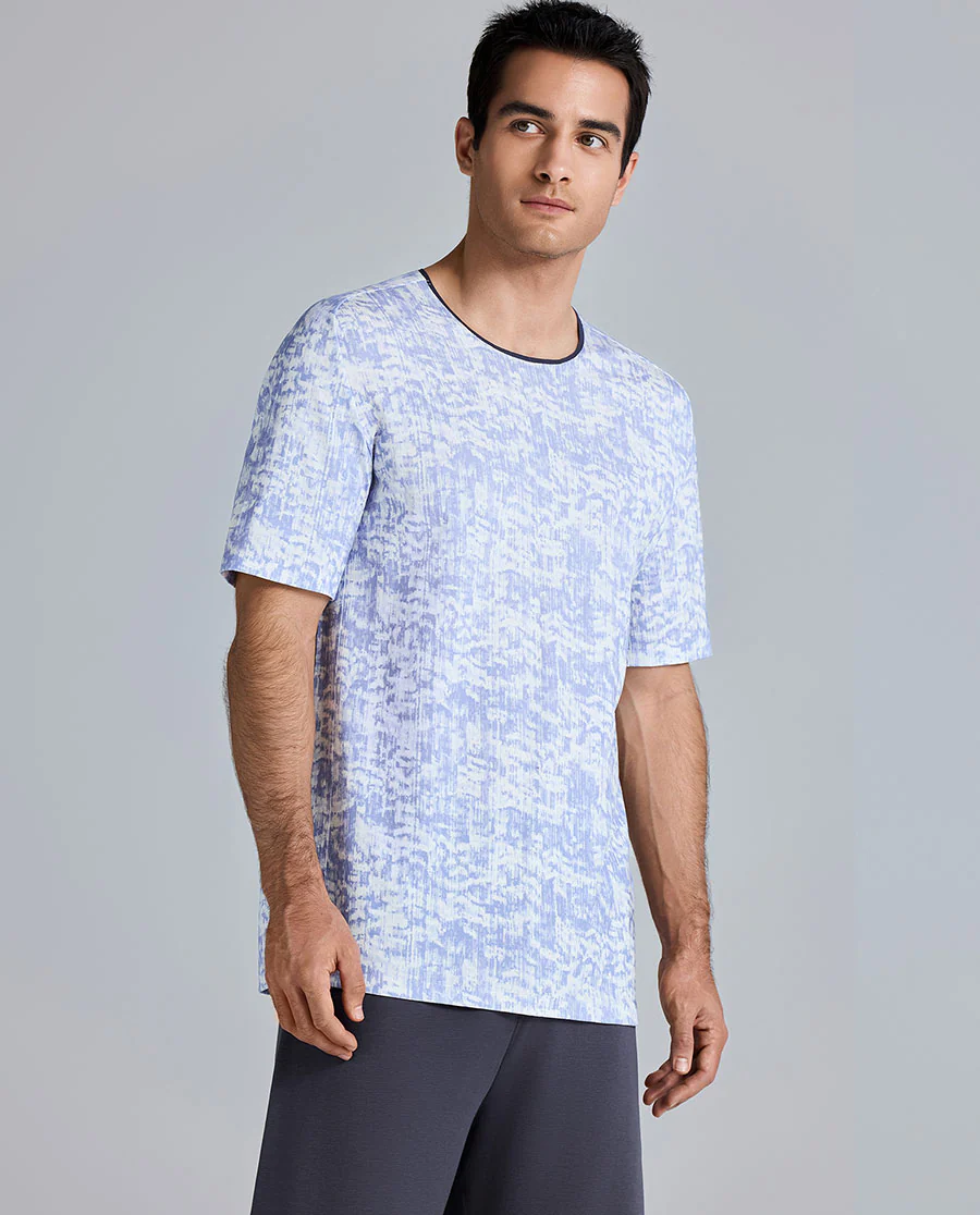 Aimer Men Algae Sleepwear Short-Sleeve Pajama Top - Image 3