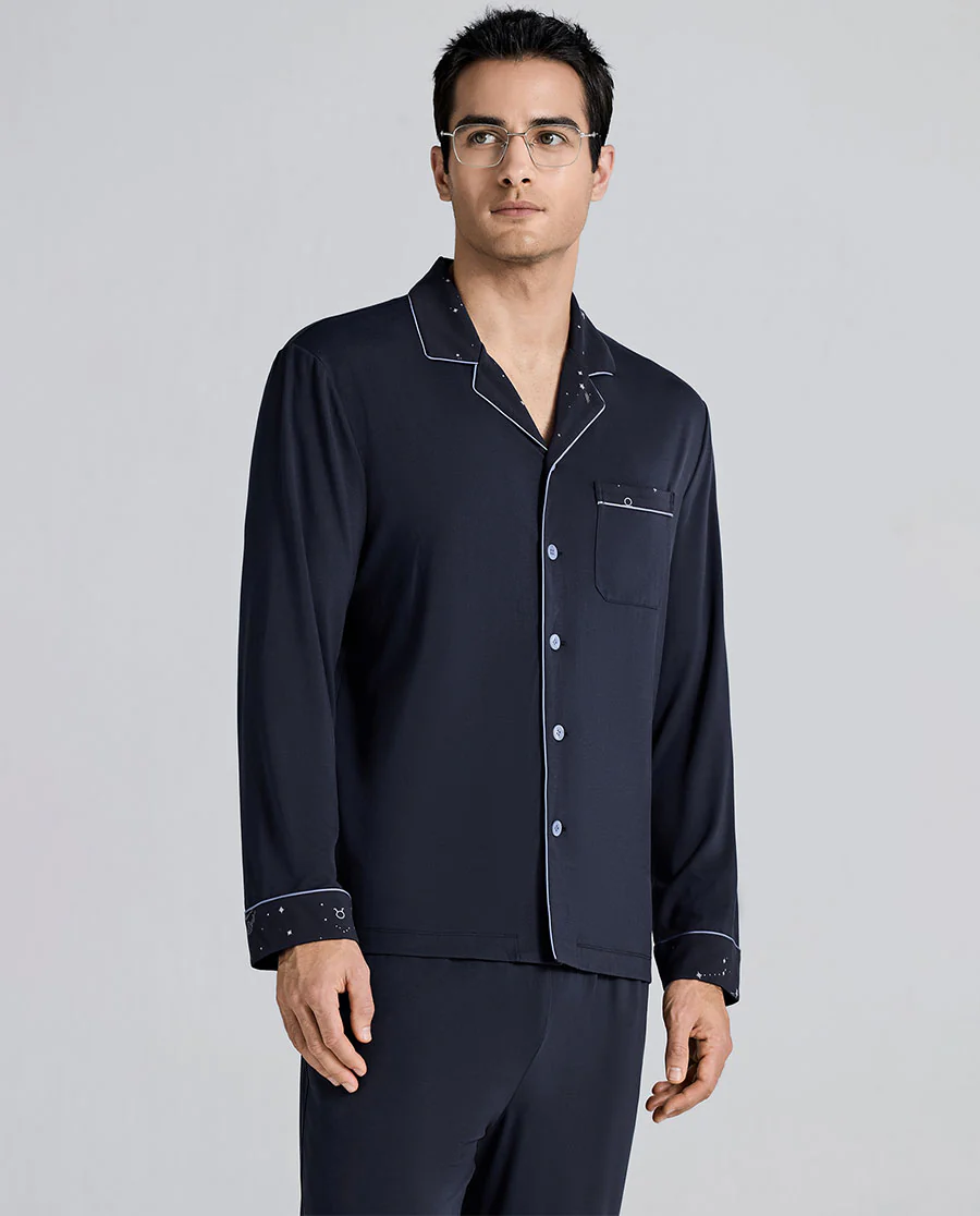 Aimer Men Milk Fiber Camp Collar Pajama Set - Image 4