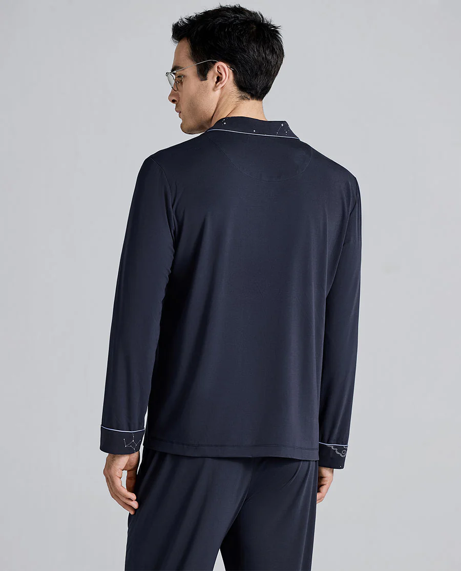 Aimer Men Milk Fiber Camp Collar Pajama Set - Image 5