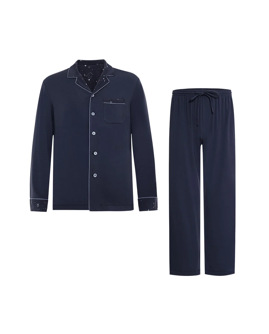 Aimer Men Milk Fiber Camp Collar Pajama Set - Image 7